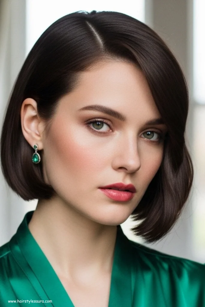 12 Elegant Old Money Bob Hair Round Face Ideas That Radiate Timeless Style 2 Classic Chin-Length Bob with Side Part