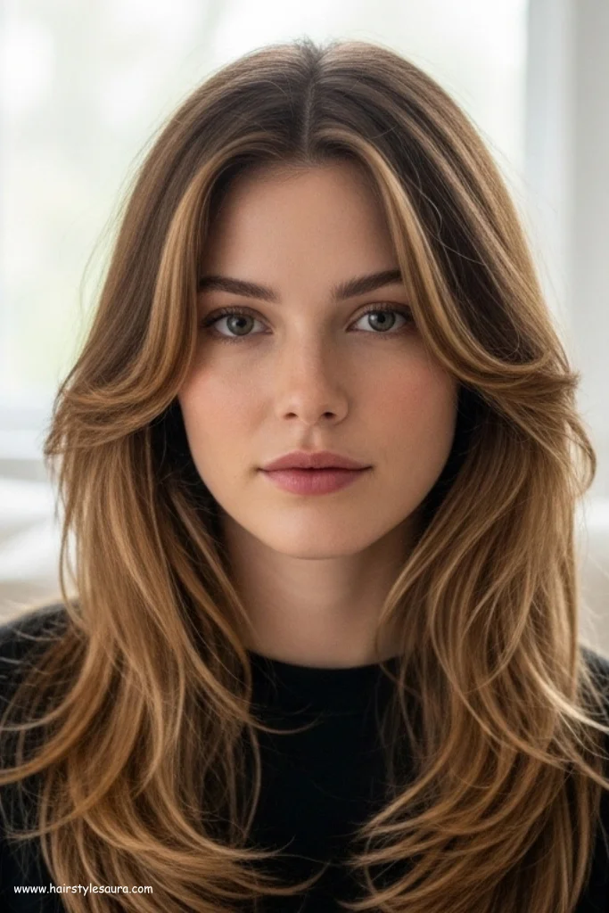 12 Gorgeous Layered Haircuts Ideas for Wavy Hair That Turn Heads 2 Long Layers with a Middle Part