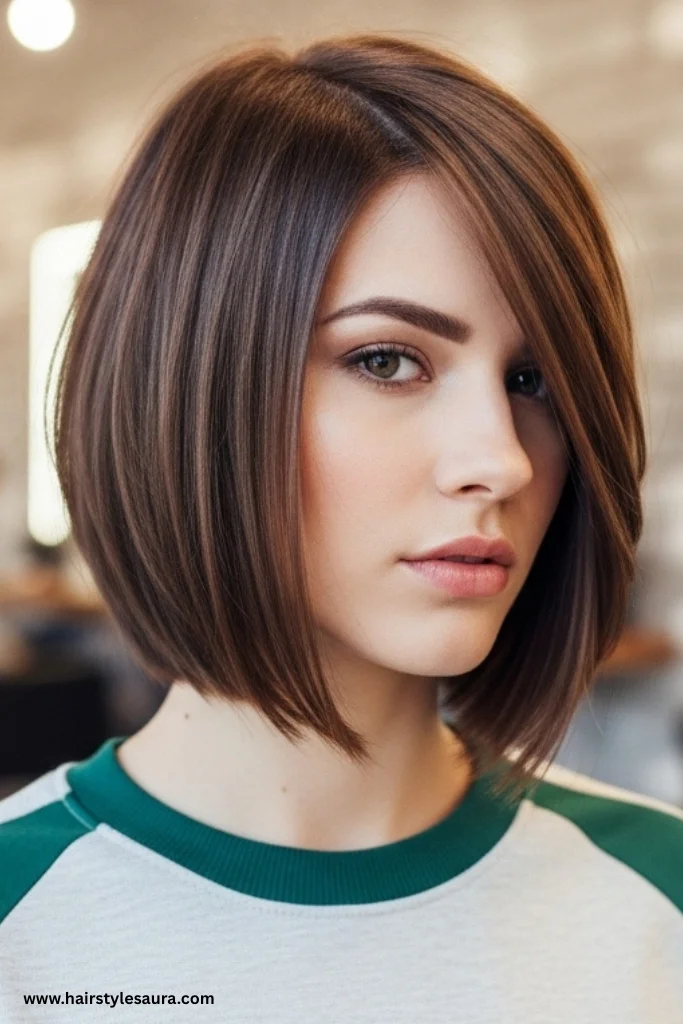 11 Best hairstyle cut for round face That Flatter Instantly 11 Chin-Length Bob with Angled Front