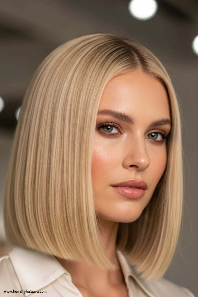 10 Elegant Old Money Bob Hair Blonde Haircut Ideas for Women Who Love Classy Style 11 Glossy Sleek Long Bob (Lob)
