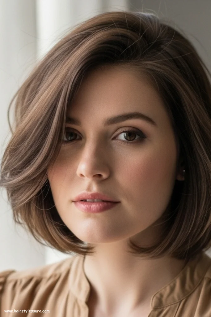 12 Elegant Old Money Bob Hair Round Face Ideas That Radiate Timeless Style 11 Side-Parted Bob with Loose Ends