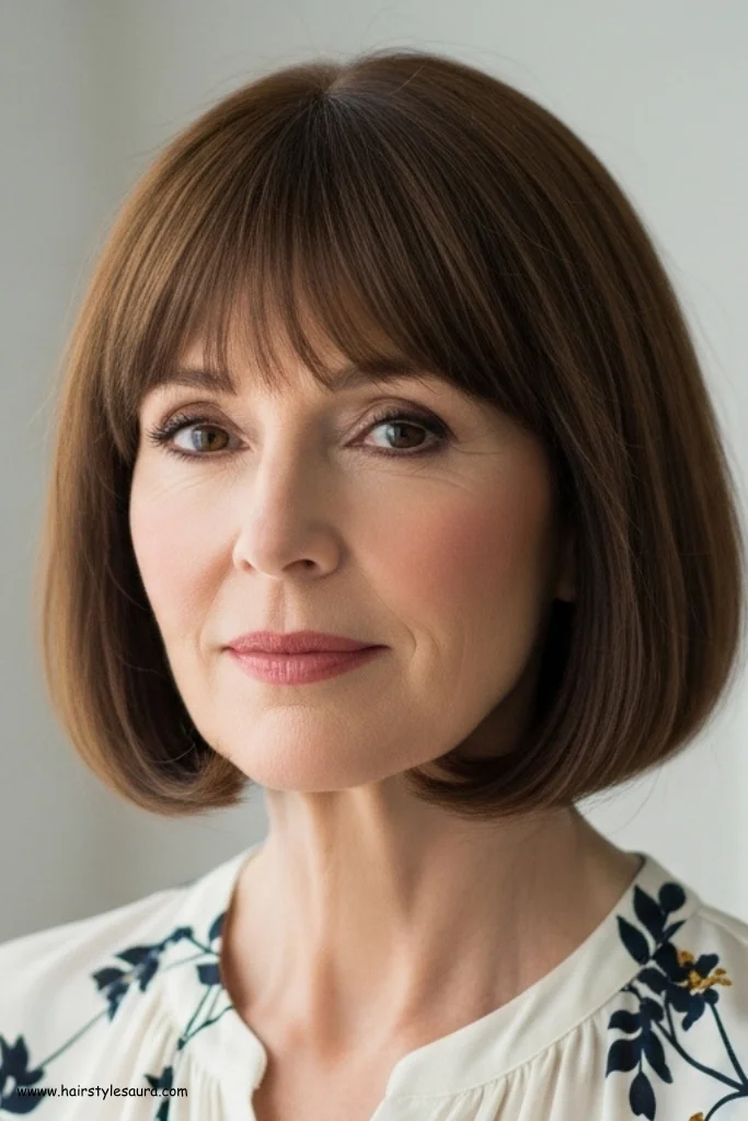 10 Medium Length Hairstyles for Women Over 50 That Turn Back the Clock 3 Classic Bob with Bangs