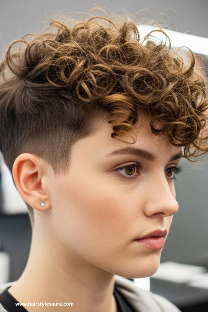 12 Cute Curly Pixie Cuts That Are Perfectly Playful and Bold 3 Curly Pixie with Tapered Sides