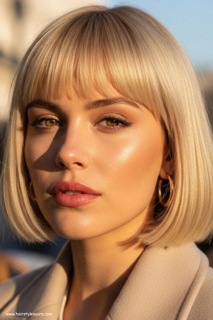 10 Elegant Old Money Bob Hair Blonde Haircut Ideas for Women Who Love Classy Style 3 French-Inspired Blunt Blonde Bob