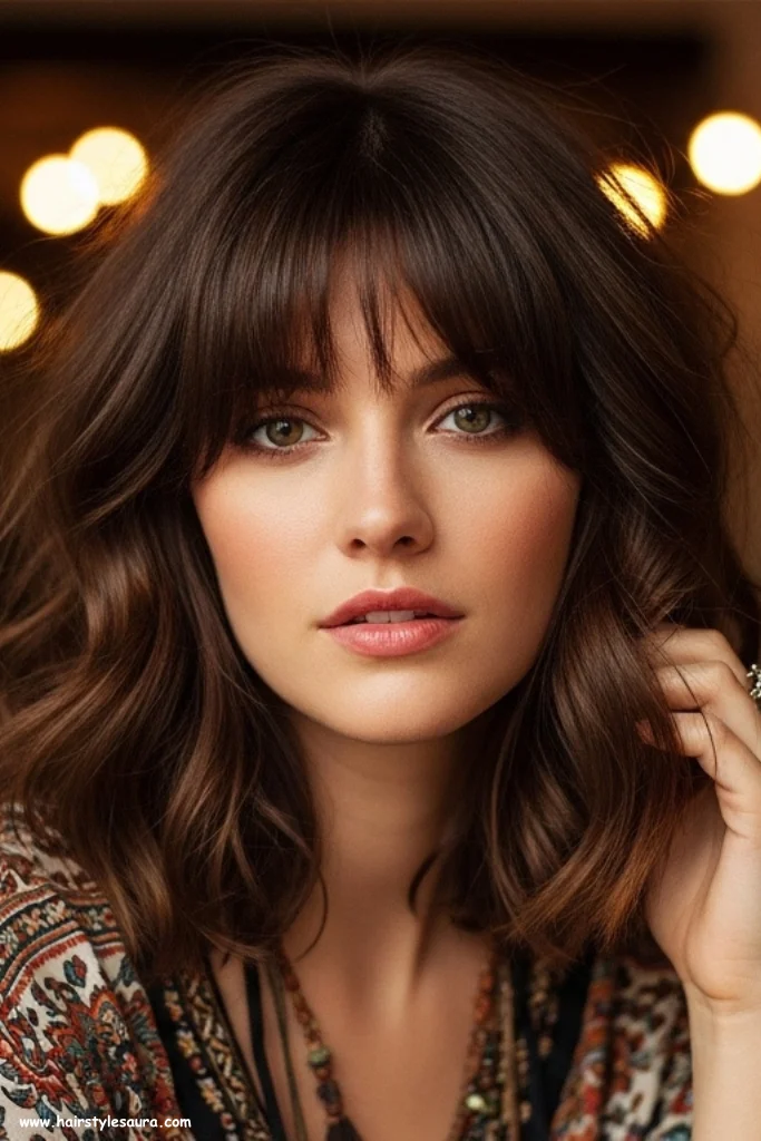12 Trendy Shag Cuts for Thick Hair Ideas Every Woman Needs to See 3 Mid-Length Shag with Curtain Bangs