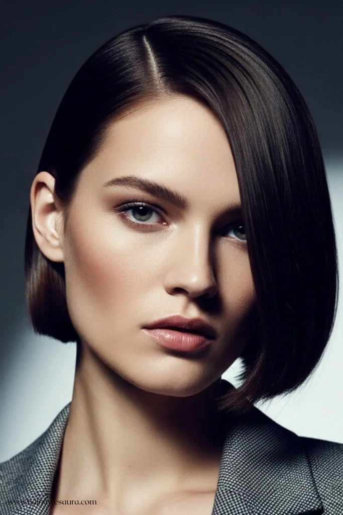 12 Refined Old Money Bob Brunette Haircut Ideas for 2025 4 Blunt Brunette Bob