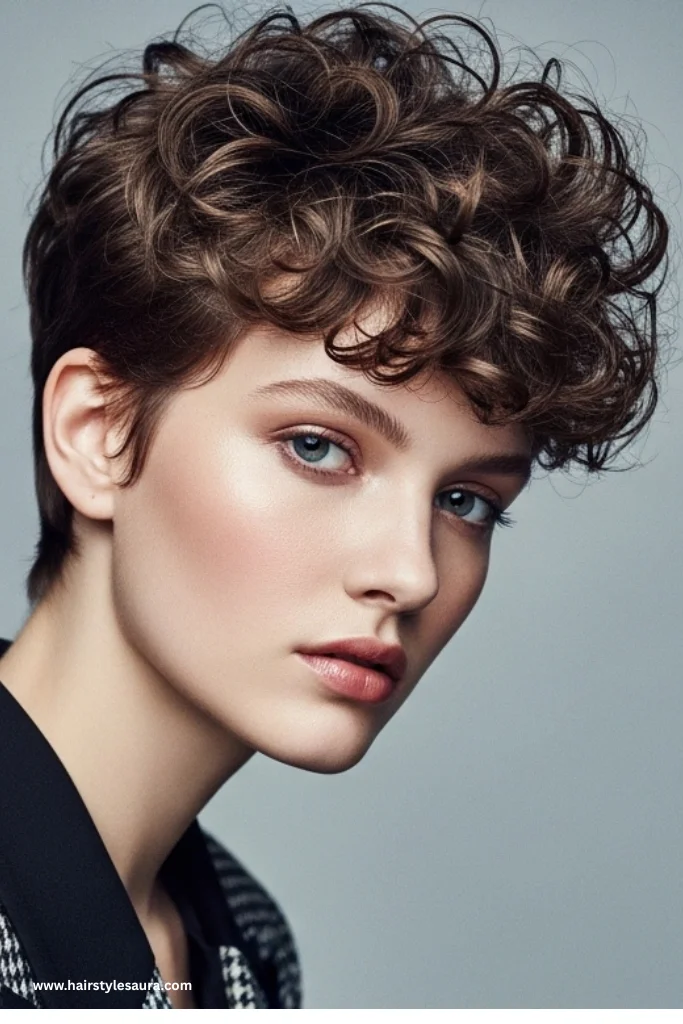 13 Best curly pixie cuts round face 4 Curly Pixie with Crown Volume