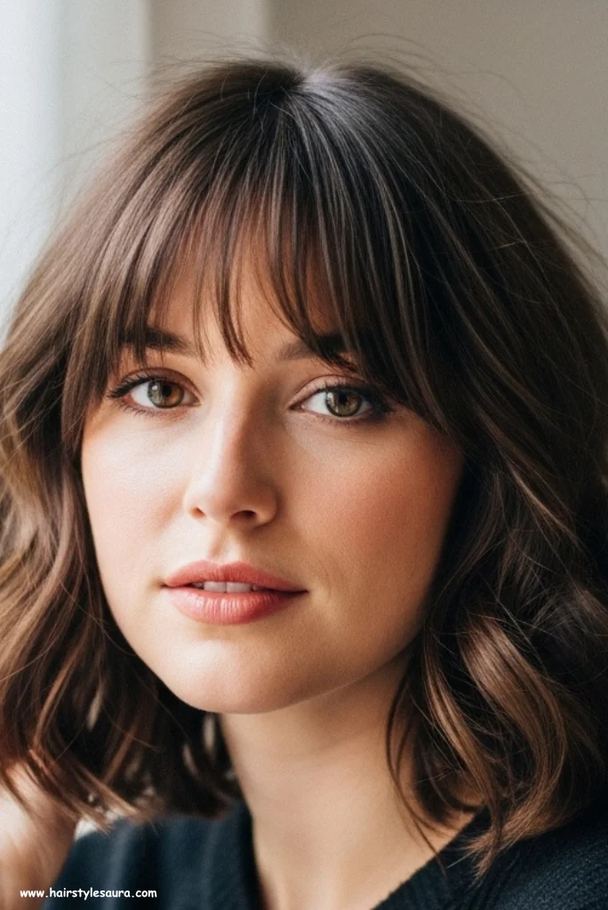 10 Best Short Shaggy Lob Haircuts for a Trendy Look 4 Curtain Bangs with Wavy Lob