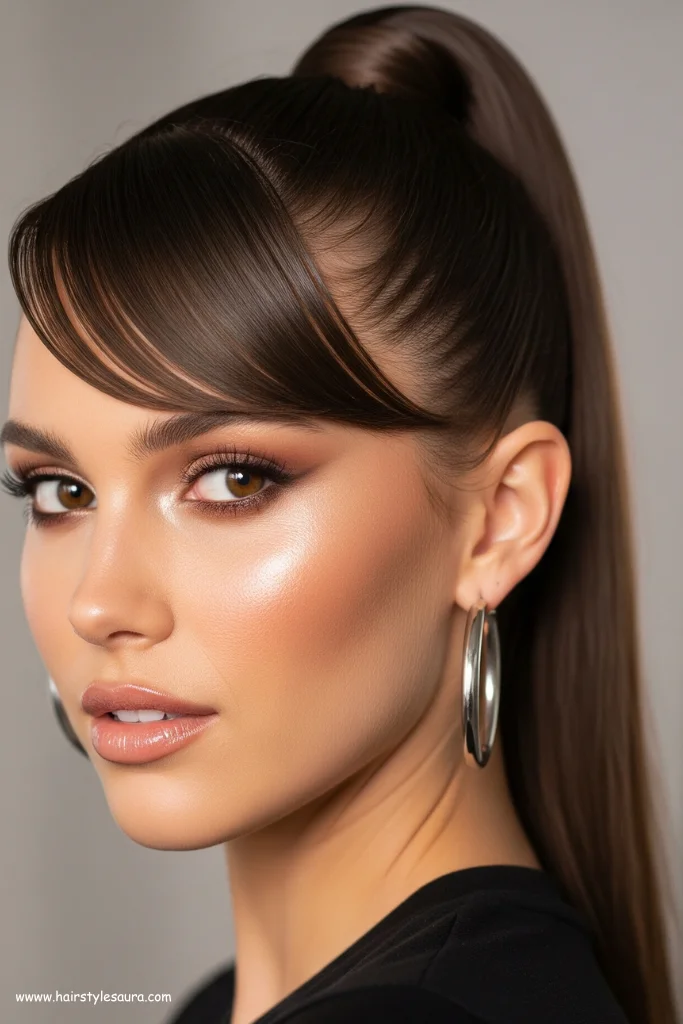 12 Bold and Beautiful 90s Hairstyles African American Ideas 4 High Ponytail with Swoop Bang