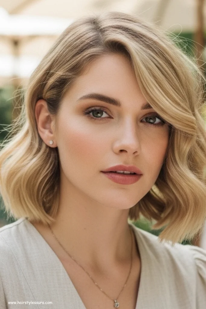 10 Elegant Old Money Bob Hair Blonde Haircut Ideas for Women Who Love Classy Style 4 Soft Wavy Blonde Bob with Side Part
