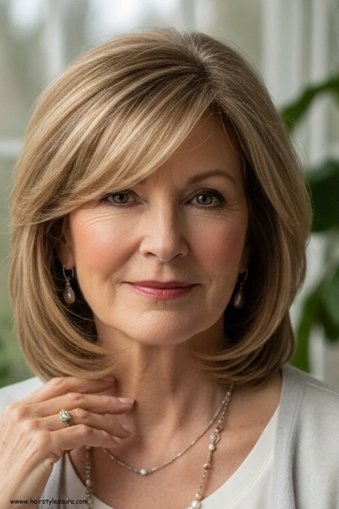10 Medium Length Hairstyles for Women Over 50 That Turn Back the Clock 5 Feathered Cut
