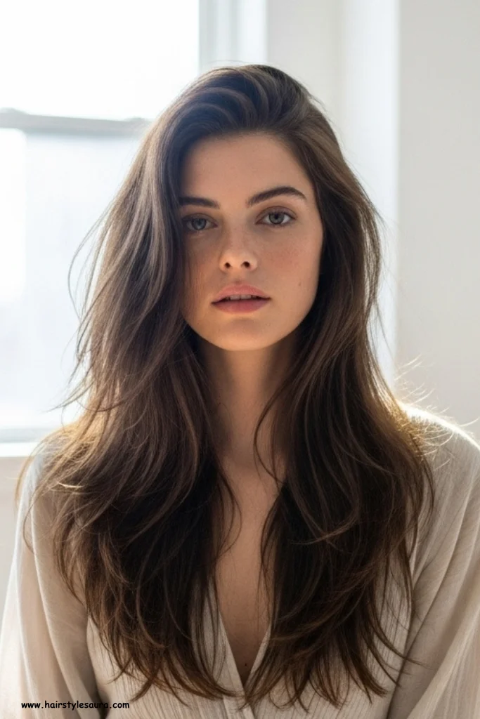 12 Trendy Shag Cuts for Thick Hair Ideas Every Woman Needs to See 5 Long Shag with Feathered Ends