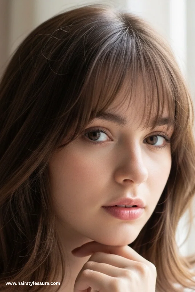 11 Best hairstyle cut for round face That Flatter Instantly 5 Shoulder-Length-Cut-with-Curtain-Bangs.webp