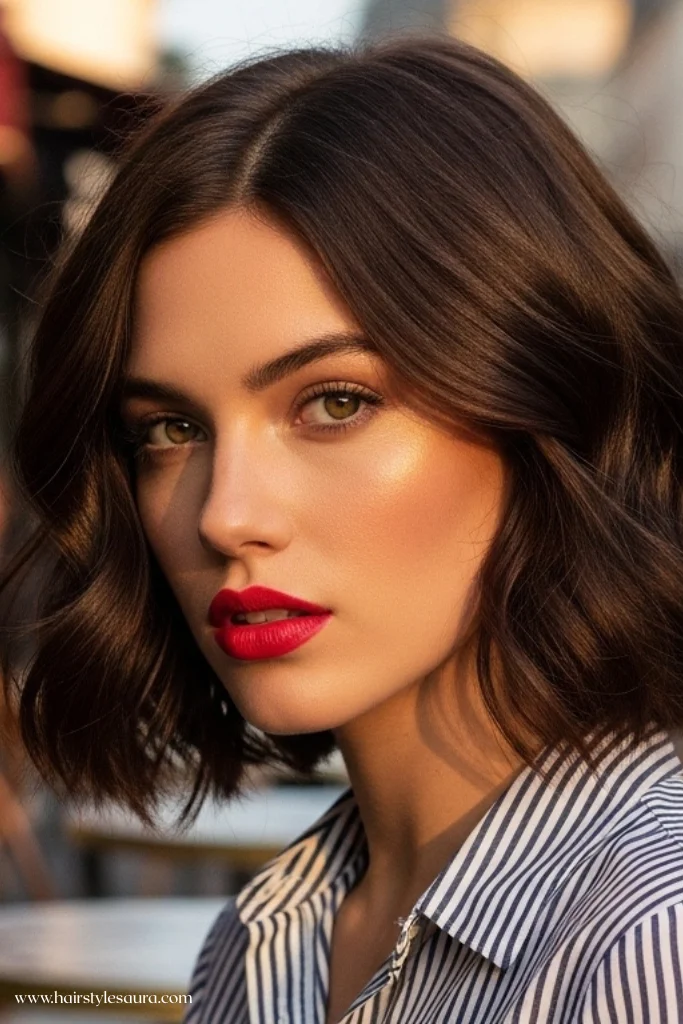 12 Refined Old Money Bob Brunette Haircut Ideas for 2025 5 Textured French Bob