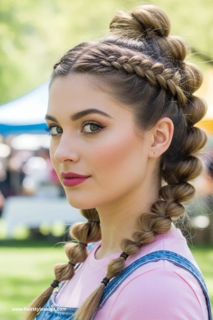 11 Cute Hairstyles for Medium Hair That Are Super Easy and Stylish 7 Bubble Braid Half-Up