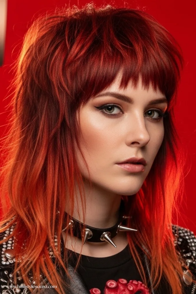 10 Bold and Beautiful Octopus Cut Hombre Ideas for Women 7 Fire Red Hombre on Shaggy Octopus Cut