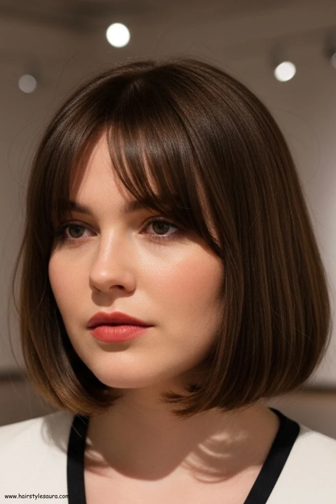 12 Elegant Old Money Bob Hair Round Face Ideas That Radiate Timeless Style 8 Bob with Long Curtain Bangs