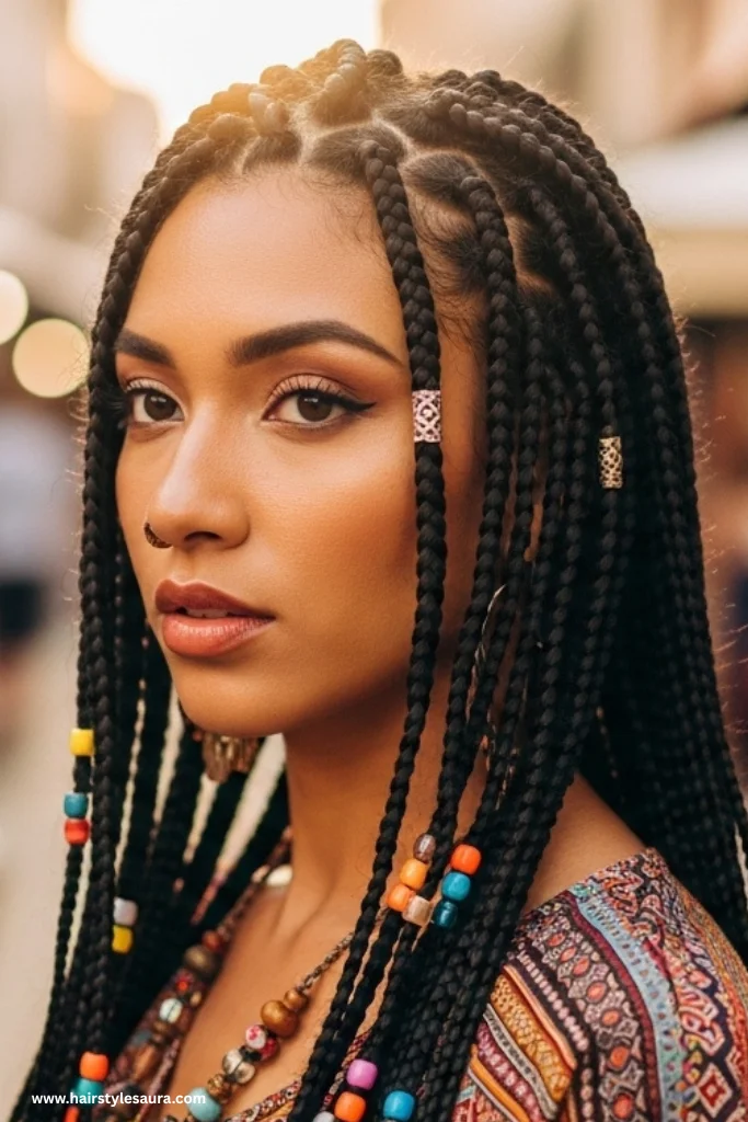 11 Early 90s Hairstyles Ideas That Are Making a Comeback 8 Box Braids with Beads