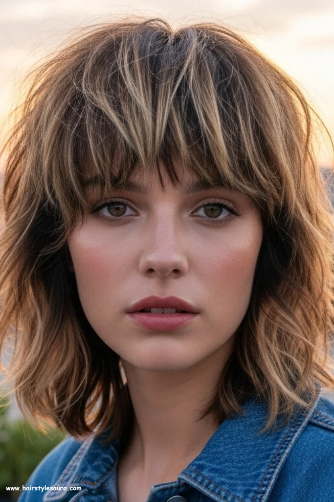 12 Trendy Shag Cuts for Thick Hair Ideas Every Woman Needs to See 8 Textured Shag with Highlights