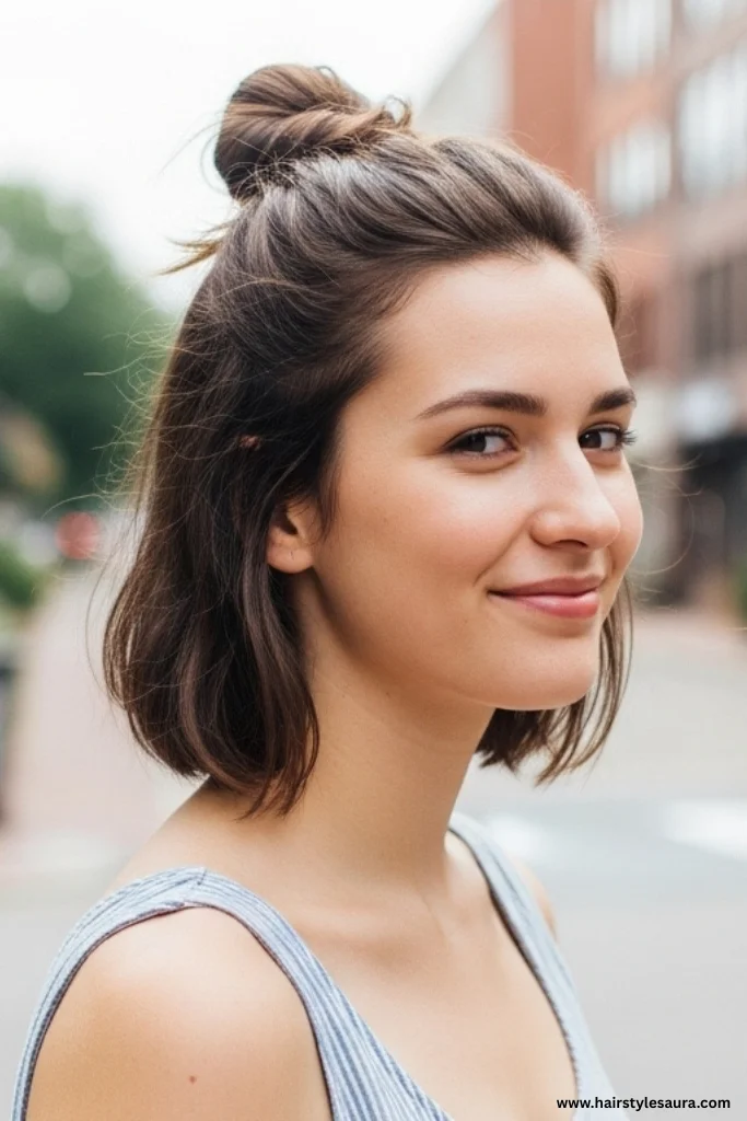 15 Stunning Hairstyles for Short Bob Cuts 8 Messy Bun for Bob