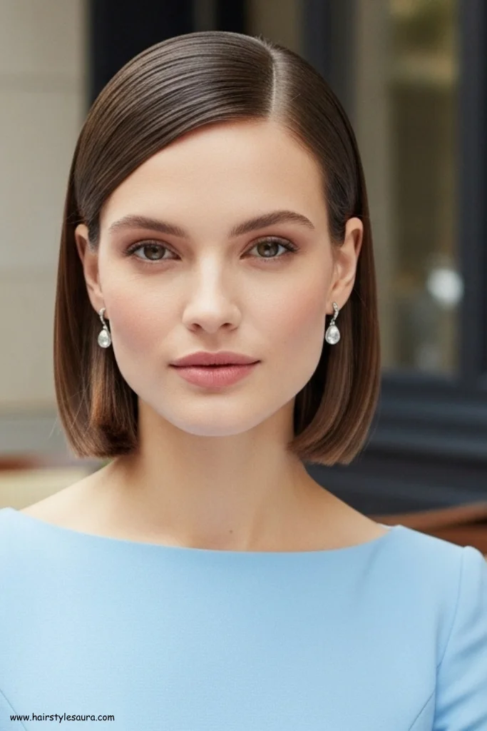 12 Elegant Old Money Bob Hair Round Face Ideas That Radiate Timeless Style 10 Rounded Bob with Clean Tuck Behind Ears