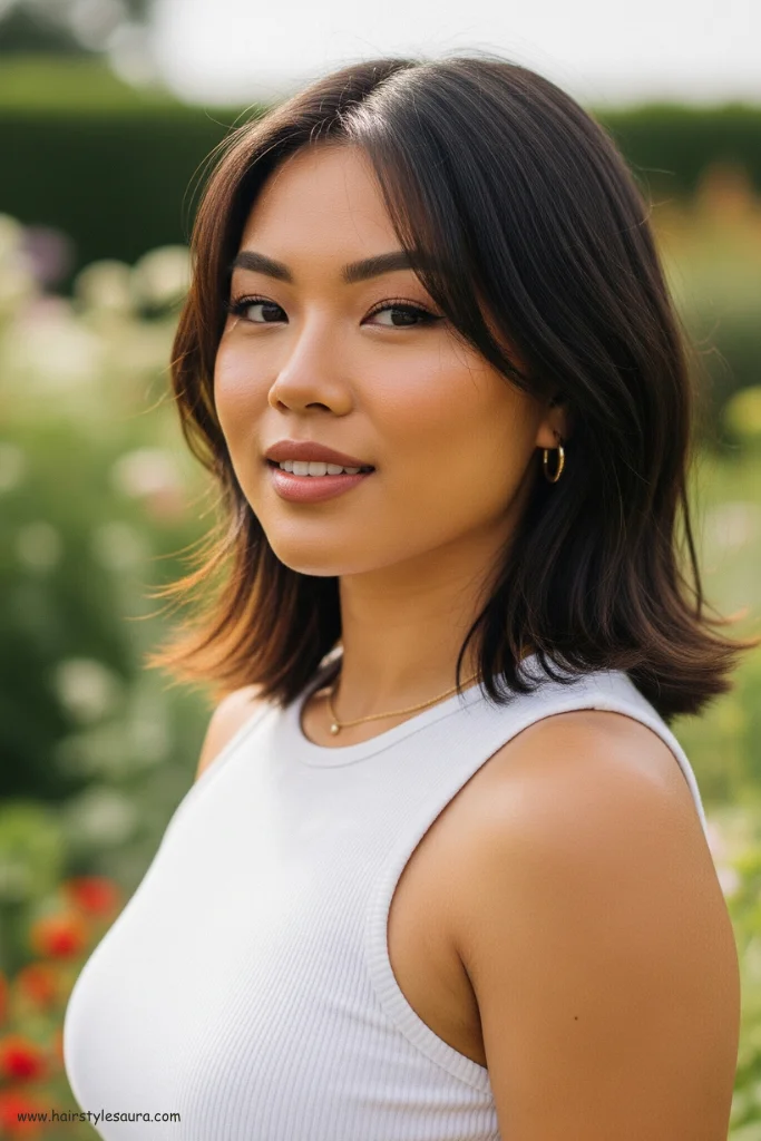 10 Kitty Cut Styles for Long Hair 3 Kitty Cut with Long Curtain Bangs