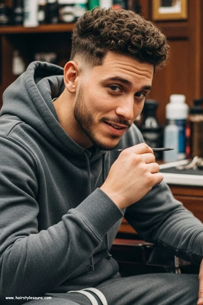 Popular Short Curly Hairstyles for Men Who Want a Fresh Look 9 Temple Fade with Curls