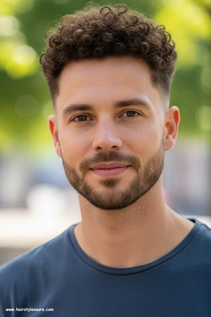 Popular Short Curly Hairstyles for Men Who Want a Fresh Look 11 High Fade with Curls