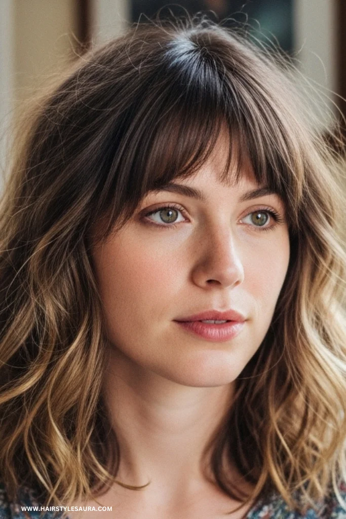 Short Wolf Cut with Bangs Wavy Hair – Wild Texture Meets Feminine Flow 2 Air-Dried Waves with Piecey Bangs