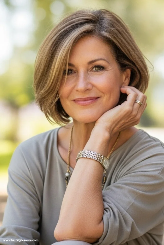 15 Stylish Short Hairstyles for Women Over 50 12 Asymmetrical Bob