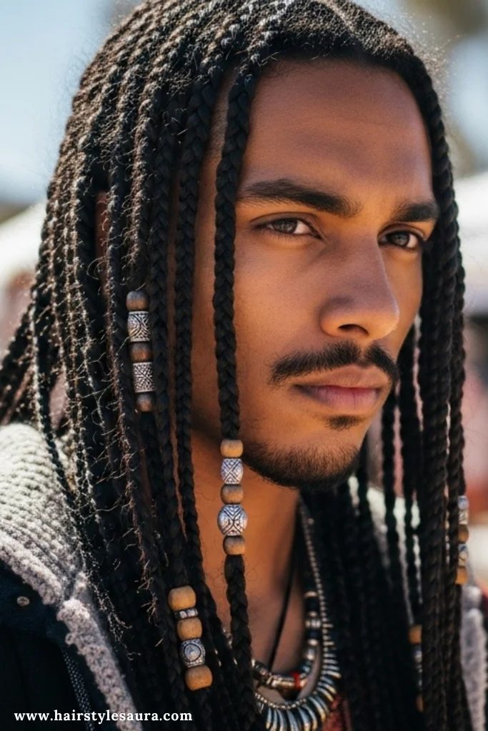 14 Bold Long Hair Braided Hairstyles for Men That Demand Attention 15 Beaded Long Braids