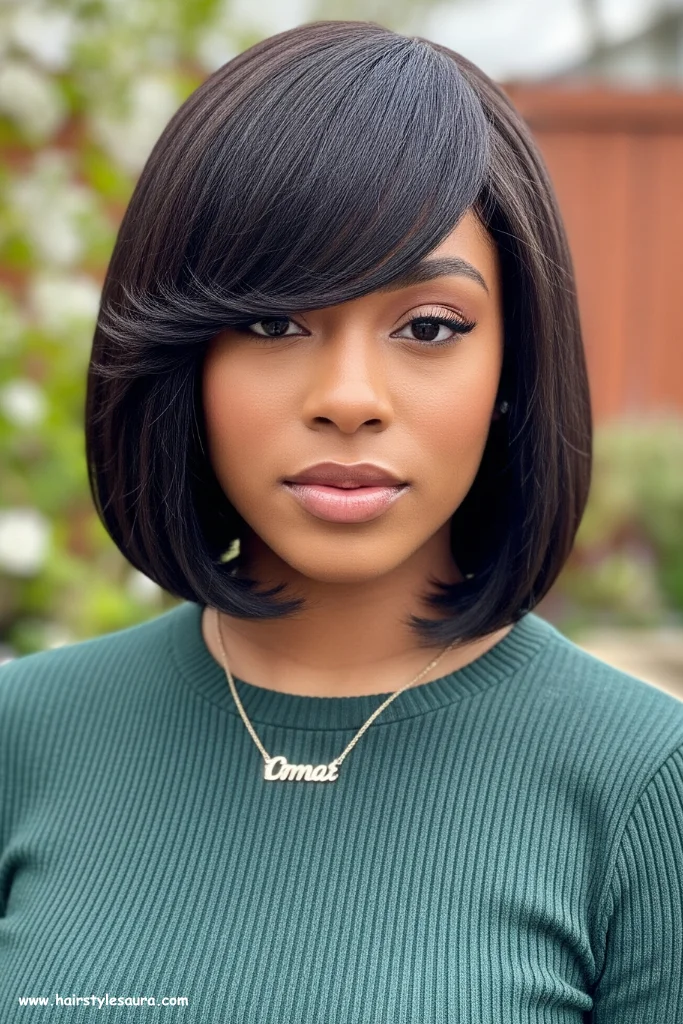 13 Short Layered Bob Hairstyles That Turn Heads Instantly 3 Blunt Layered Bob with Side Bangs