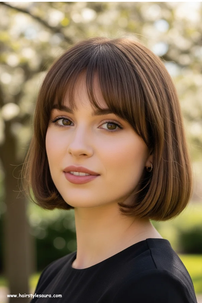 11 Trendy Short Hairstyles With Bangs for a Fresh Look 9 Bob with Rounded Bangs