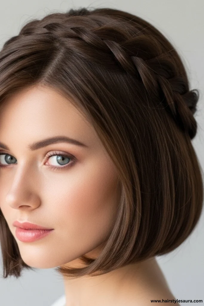 Wedding Hairstyles for Short Hairs: 12 Elegant Looks for Your Big Day 11 Bob with Side Braid