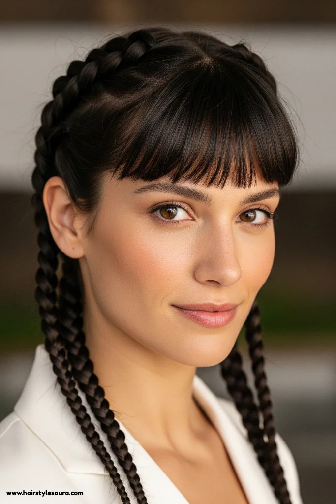 12 Easy and Cute Hairstyles for Short Hair Girls 11 Braided Bangs