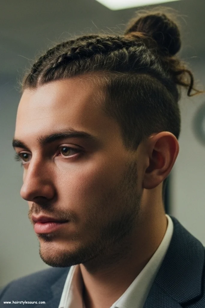 Top 13 Hairstyles for Small Long Braids Men Can Rock with Confidence 4 Braided Man Bun