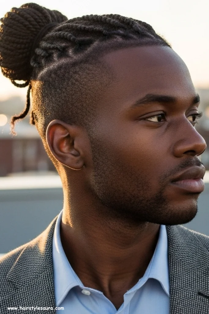 12 Black Male Braids Hairstyles That Are Bold and Stylish 6 Braided Man Bun