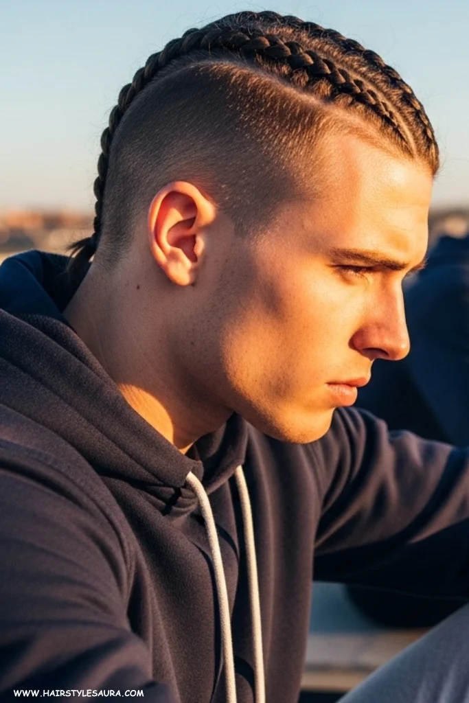 13 Stylish Short Hair Braided Hairstyles for Men to Try Now 7 Braided Top with Tapered Sides