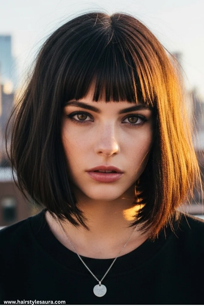 12 Trendy Ideas for Short Shaggy Hair with Bangs 3 Choppy Bob Shag with Blunt Bangs