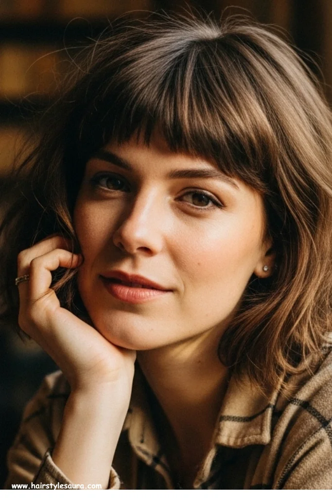 11 Trendy Short Hairstyles With Bangs for a Fresh Look 7 Choppy Bob with Textured Bangs