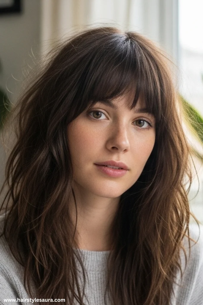 12 Trendy Ideas for Short Shaggy Hair with Bangs 2 Classic Messy Shag with Curtain Bangs