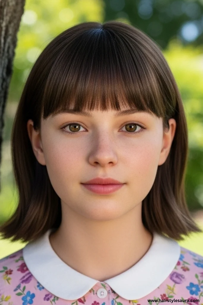 Short to Mid Length Hairstyles: 15 Stylish Ideas for Every Personality 11 Collarbone Cut with Curtain Bangs