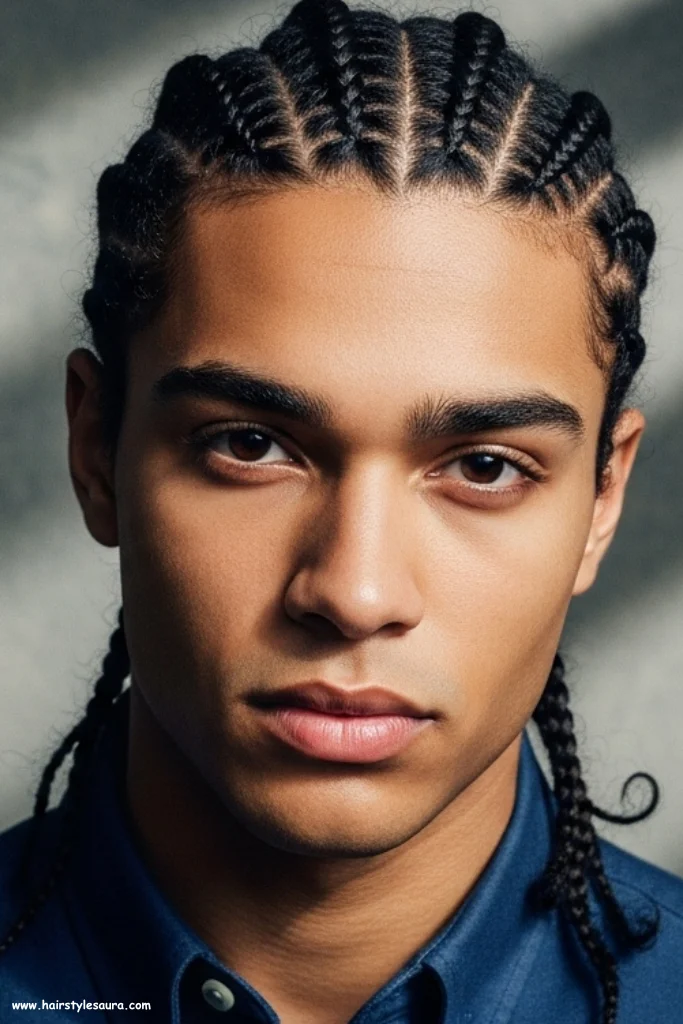 Top 13 Hairstyles for Small Long Braids Men Can Rock with Confidence 9 Criss-Cross Braids
