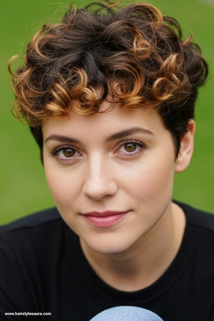 15 Trendy Short Hairstyles With Curly Hair 16 Cropped Curls with Highlights