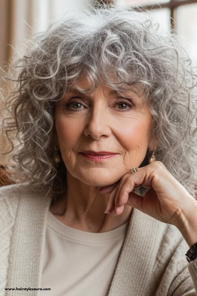 12 Stylish Short Shaggy Hairstyles for Older Women in 2025 8 Curly Shag for Older Women