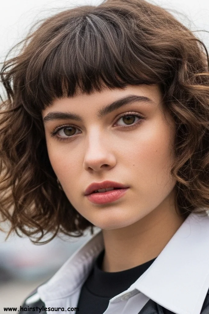 10 Trendy Curly Short Shaggy Hairstyles to Try This Year 2 Curly Shag with Micro Bangs