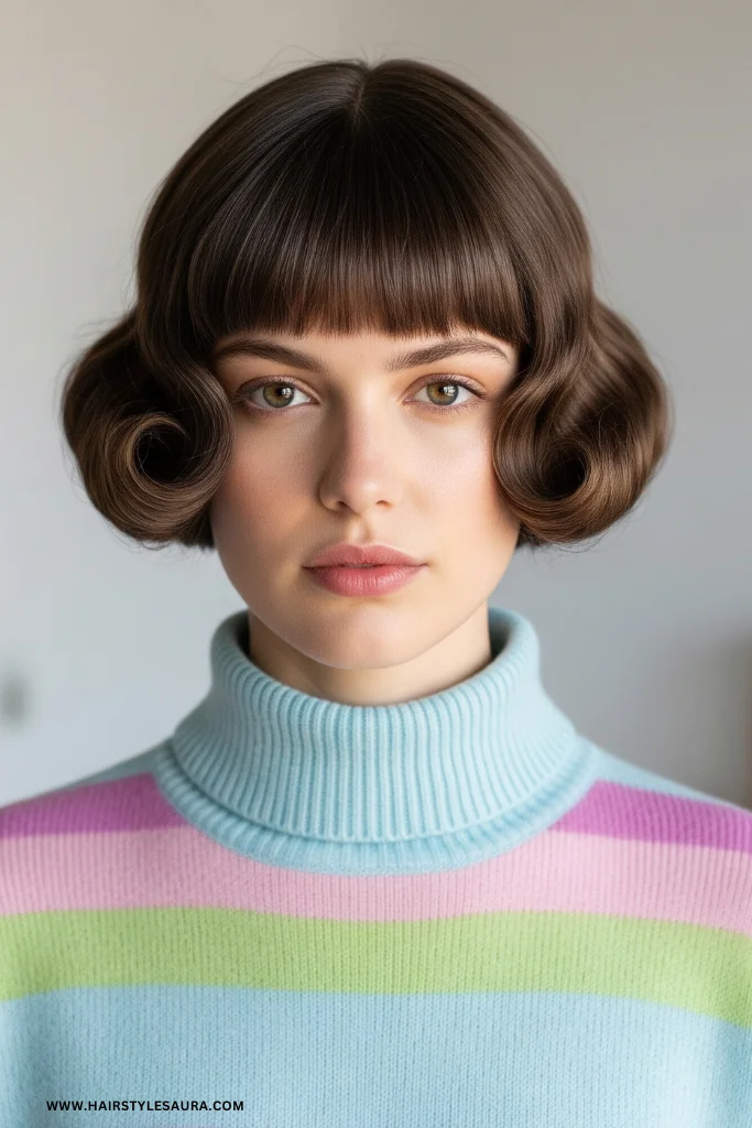 Short Wolf Cut with Bangs Wavy Hair – Wild Texture Meets Feminine Flow 6 Defined Waves with Rounded Bangs