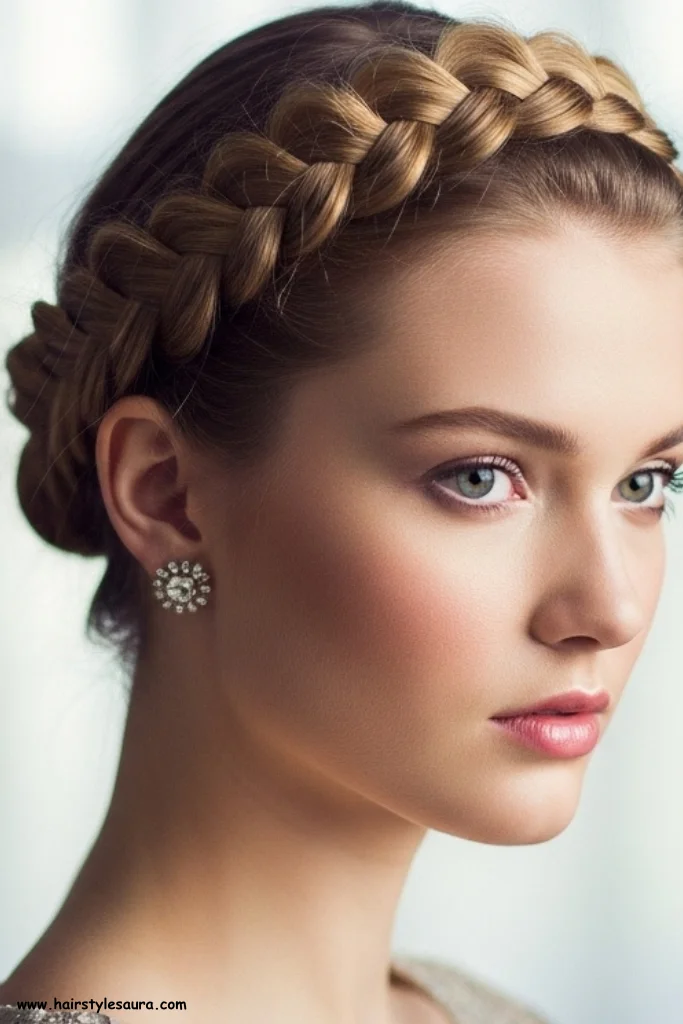 15 Quick and New Cute Hairstyles for Girls to Do in Minutes 6 Dutch Braid Crown