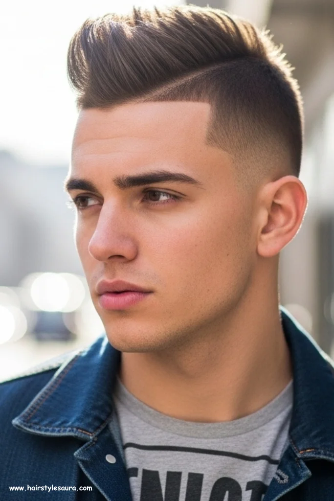 12 Best Mens Hairstyle Short on Side Long Top Ideas for 2025 7 Faux Hawk with Drop Fade