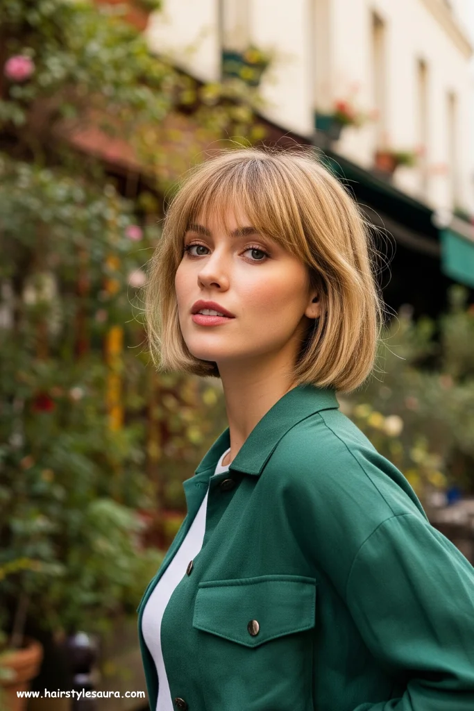 11 Trendy Short Hairstyles With Bangs for a Fresh Look 6 French Bob with Micro Bangs